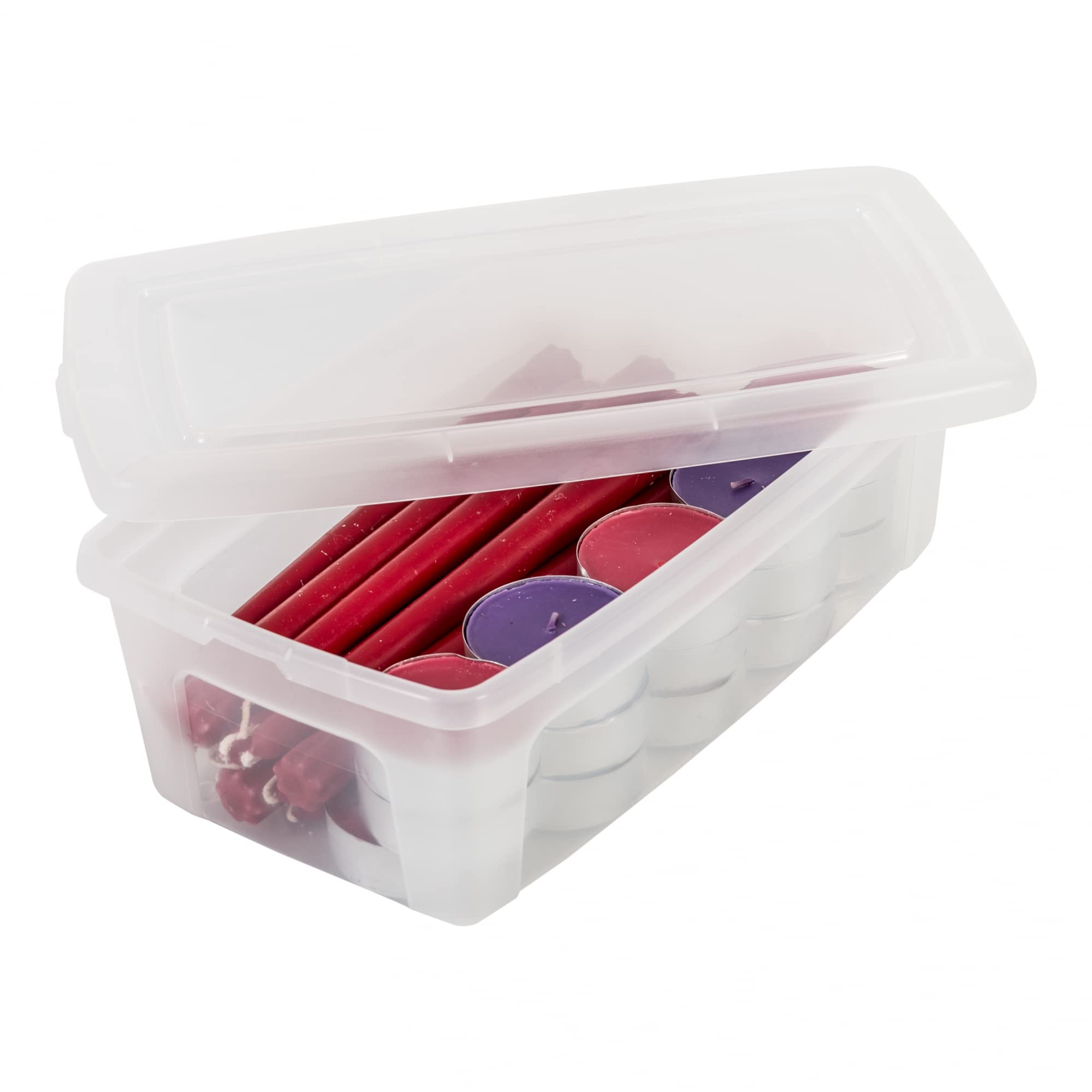 Iris Ohyama, Petite Boite de Rangement Multi-Usages, 5L, Lot de 14, Fermeture Facile, Empilable, en Plastique Transparent, pour Vêtement, Étagères, École, Organisation, Jouet, Papeterie, MCB-5