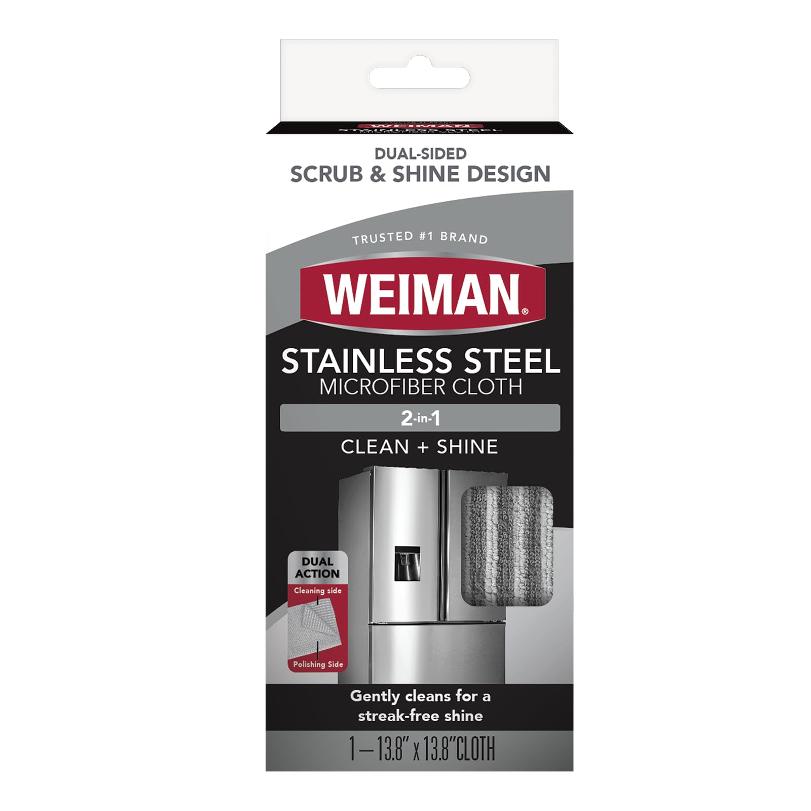 Weiman Microfiber Cloth for Stainless Steel - Safely Traps and Removes Dirt, Oil and Grime to Protect From Scratches 1.40" x 3.56"