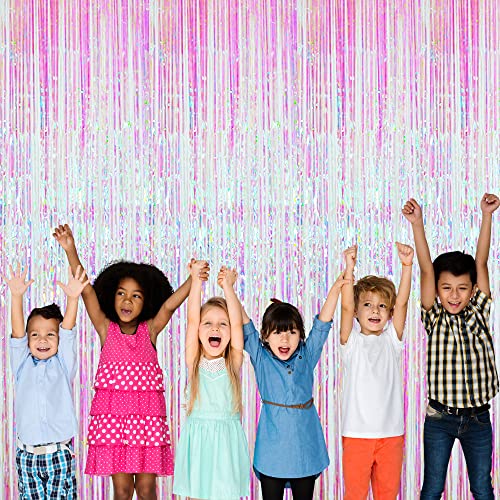 GOER 3.2 ft x 9.8 ft Metallic Tinsel Foil Fringe Curtains Party Photo Backdrop Party Streamers for Birthday,Graduation,New Year Eve Decorations Wedding Decor (4 Packs,Multicolor) - Thumbnail 4
