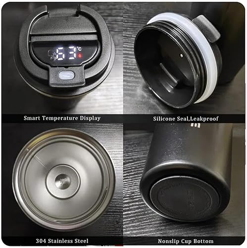 Miniatura 6 de Taza de café tazas de café con tapas, taza de viaje, tazas calientes, vaso de café inteligente de acero inoxidable, vaso térmico con pantalla