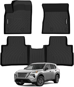 All Weather Floor Mats for 2021-2025 2026 Nissan Rogue (No for Sport Model), TPE Rubber Floor Liners Anti-Slip Full Set Automotive Mats for Nissan Rogue 2025 2026 Accessories