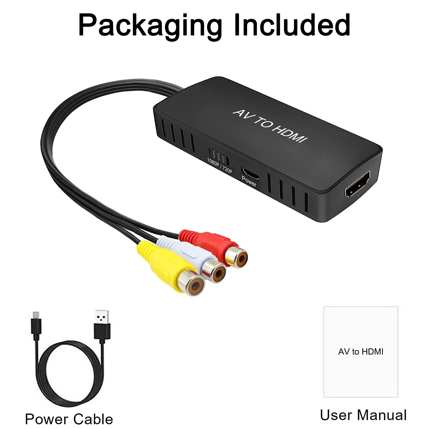 Buy RuiPuo RCA to HDMI Converter, AV to HDMI Adapter, Composite to HDMI Adapter Support 1080P