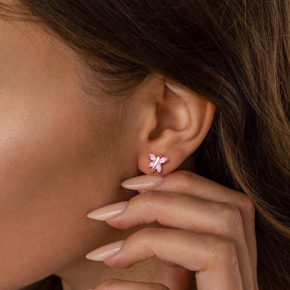 925 Sterling Silver Dragonfly Stud Earrings for Women Trendy Dainty Cute Earrings Ruby/Sapphire/Emerald Gemstone Studs Birthstone Anniversary Jewelry - Image 7