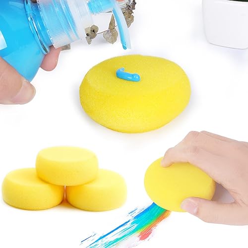 Miniatura 7 de 12 esponjas redondas de pintura WAFJAMF de 2.96 pulgadas de color amarillo, esponja de arcilla para pintura facial, manualidades