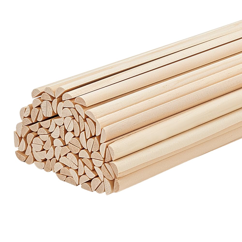 OLYCRAFT 100 Stück 301x7mm Halbrunde Holzdübel 3.5mm Holzdübelstangen Unbehandelte Holzbastelstäbe Halbrunde Bastelstäbe Gebogene Holzdübelstangen Zum Flechten von Wandteppichen DIY Bastelarbeiten