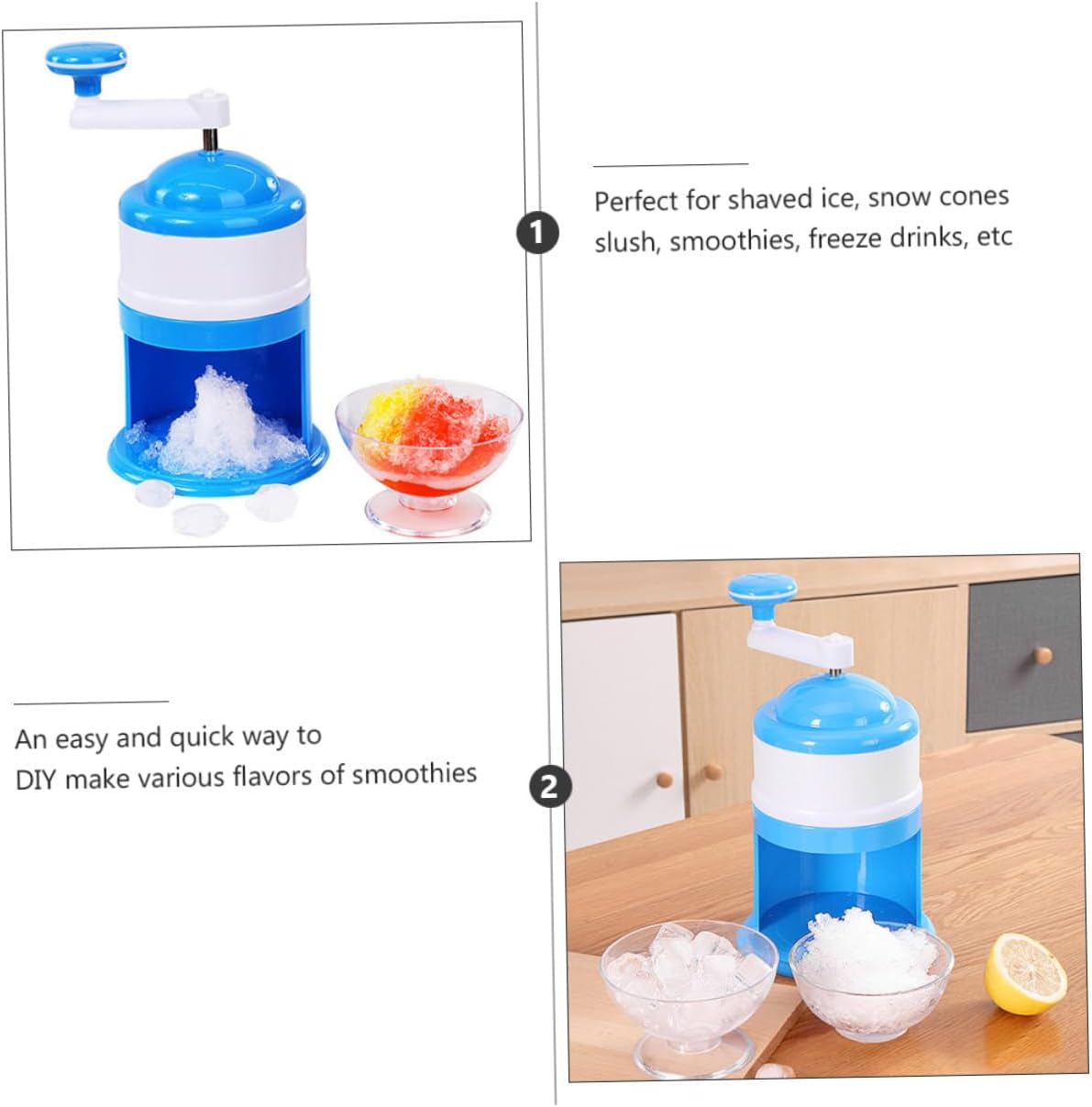 COLLBATH Manual Ice Hand Ice Shaver Machine Household for Shaved Ice Snow Cones Slush Thicker Non