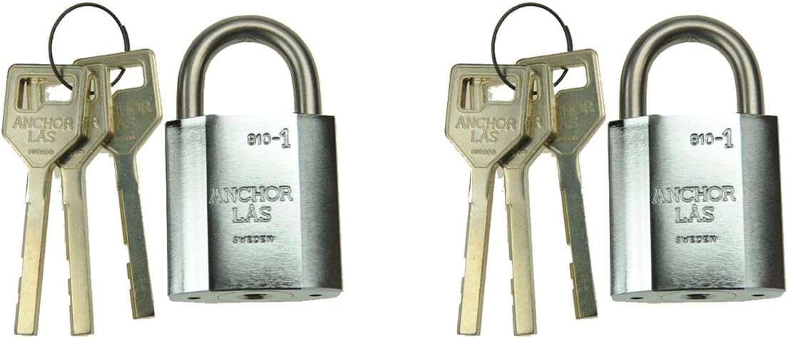 NU-SET Lock | Anchor Las Keyed Different Padlocks | Padlock Set of 2 for Door Security | Home Improvement & Door Hardware (Cranberry), 2 x LAS-3