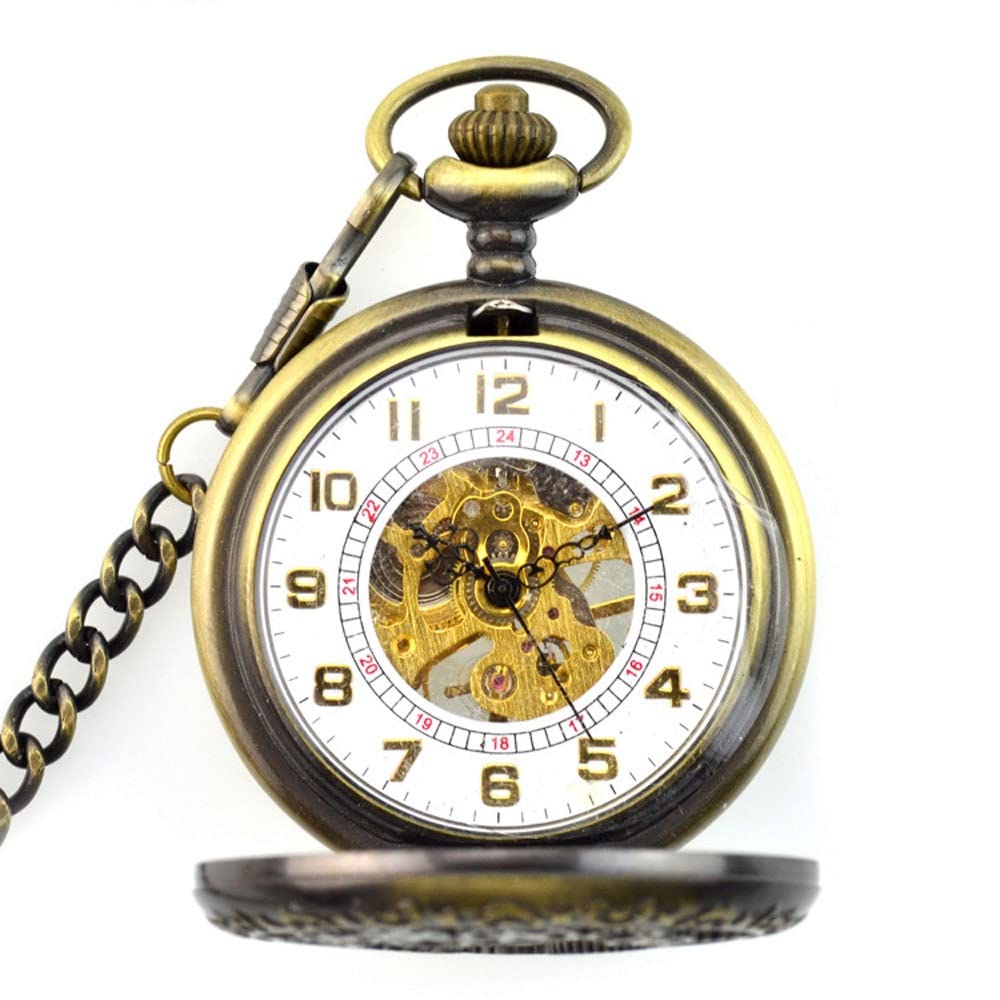 Orologio da Tasca Meccanico retrò, Numeri Arabi con Taschino con Catene for Uomo da Uomo