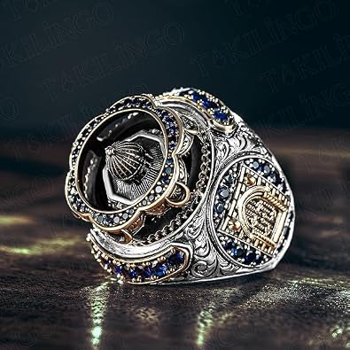 Solid 925 Sterling Silver Al-aqsa Mosque Motif Islamic Cubic Zircon Men's Ring Muslim Religious Ring Gift For Dad
