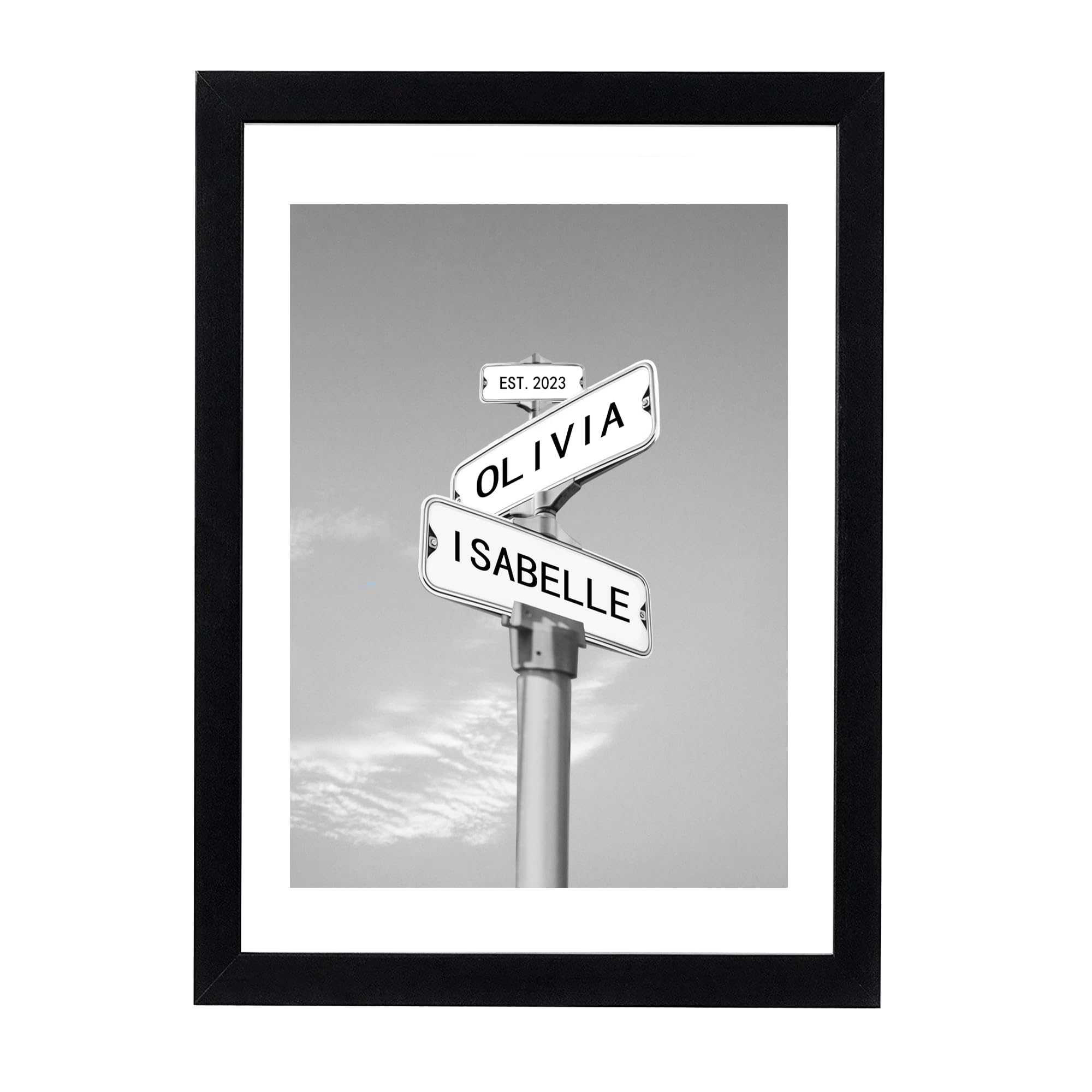 Personalized Street Sign for Couples Personalized Name Vintage Crossroads Street Sign for Lovers Custom Art Print Gift for Valentine's Day Anniversary Wedding Birthday, Unique Engagement Gift