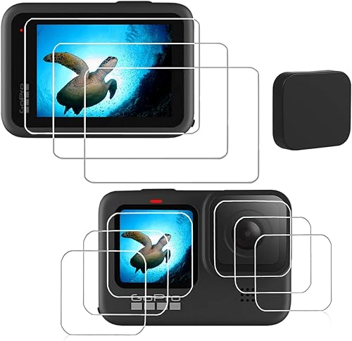 Hero12 Protector de pantalla negro para GoPro Hero12 Hero11 Negro HERO9 Negro HERO10 Black HERO 9 10 11 12 Negro, 9H Vidrio templado duro 9 unids +1