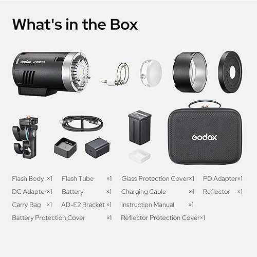 Miniatura 7 de GODOX AD300Pro II AD300 Pro II TTL HSS - Estroboscópico flash para exteriores, 350 destellos de potencia completa/1/512-1/1 ajuste
