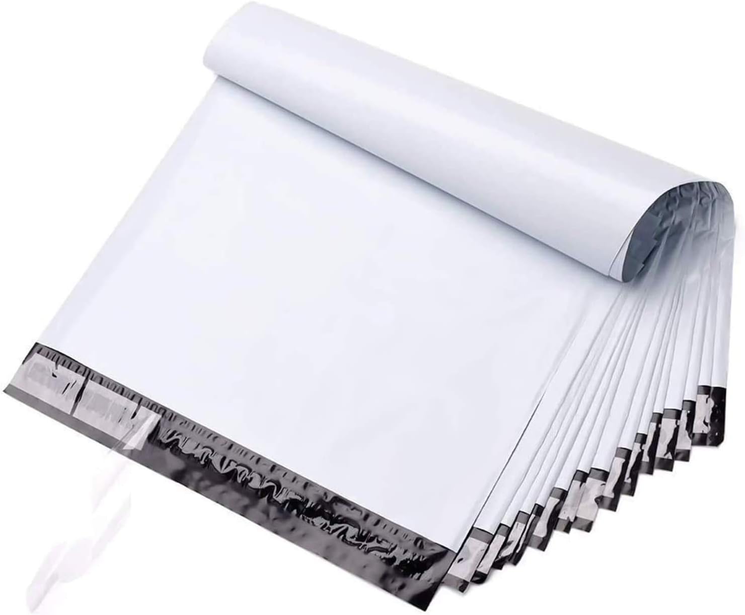 KEYBEE 100pcs White Poly Mailer Envelope - Shipping Courier Storage Mailing for Clothing/Shirt/Jacket – Self Sealing Adhesive Waterproof and Tear-Proof Postal Bags (17 * 30CM)