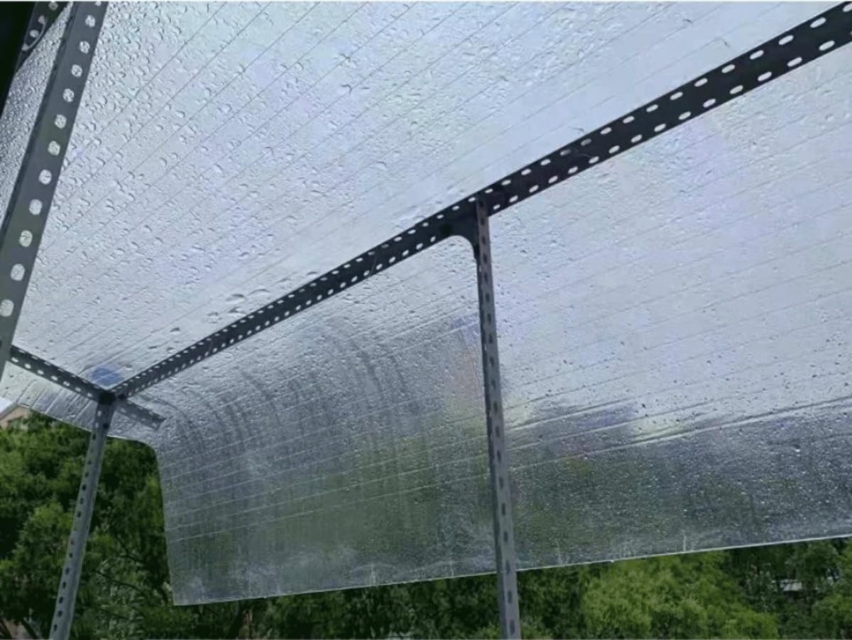 Plaque Toiture Polycarbonate Transparent Flexible Résistante aux Intempéries pour Serre Pergola Carport Terrasse et Protection Extérieure(0.5m x 4m)