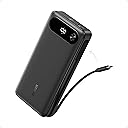 Anker Power Bank, 20,000mAh Travel Essential Portable Charger with Built-in USB-C Cable, 3-Port 87W Max Fast Charging Battery Pack, for MacBook, iPhone 16/15 Series, Samsung, Switch, and More