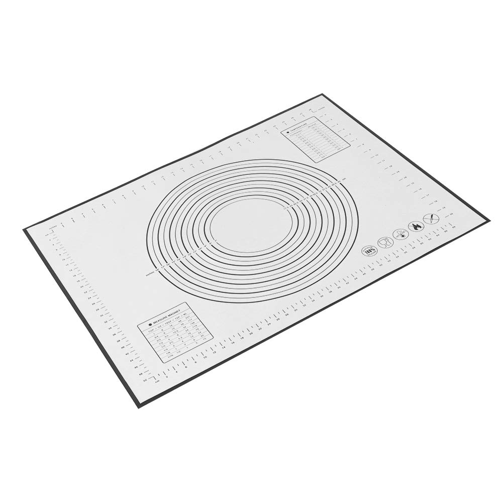 Nikou Almohadilla de silicona antideslizante para amasar, antiadherente, con escalas, para cocina, cocina, cocina, cocina, cocina, 60 x 80 x 0,4 cm, color negro, tapete de masa para hornear