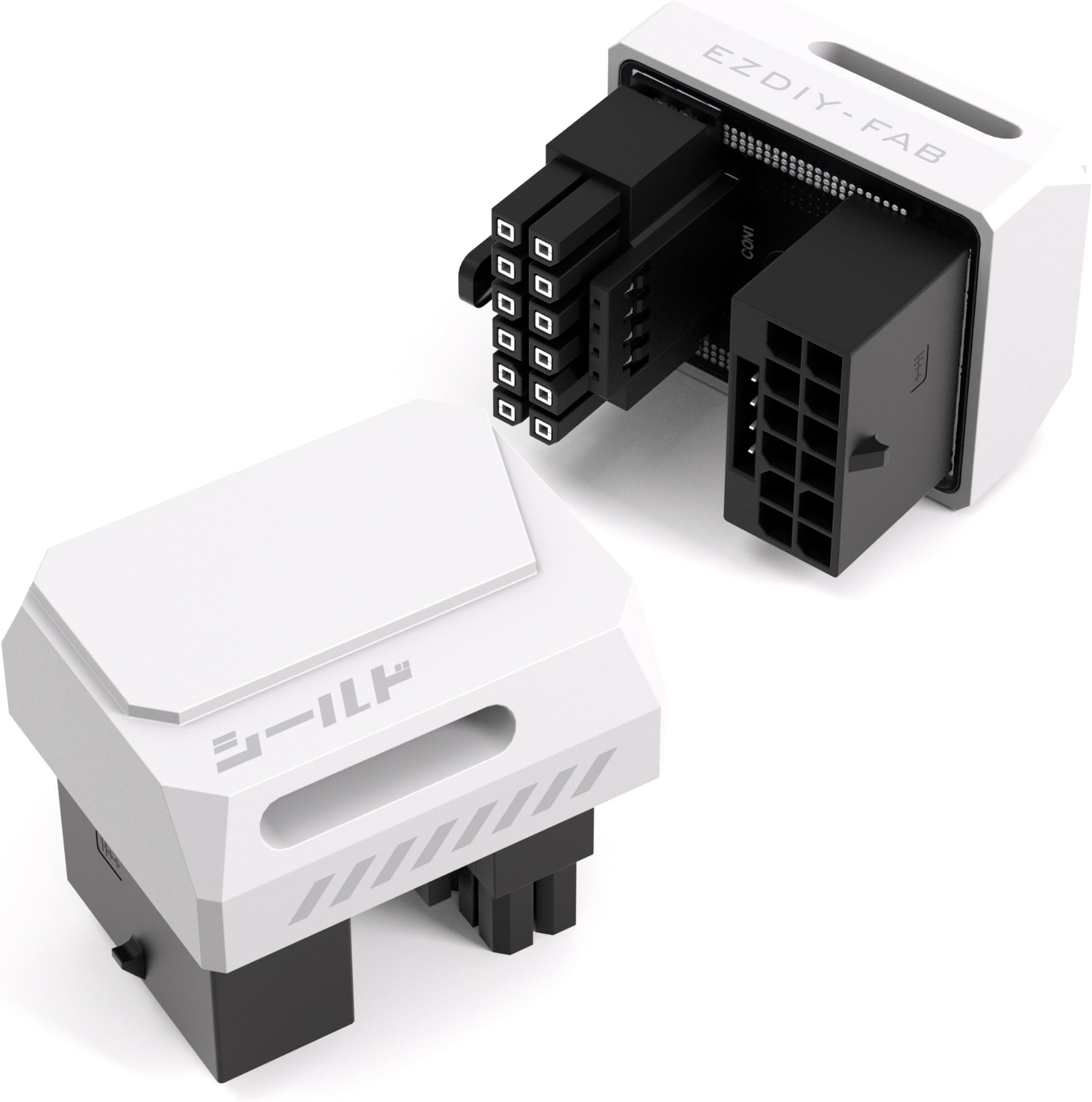 PCIe 5.1 Adapter - 600W 12+4pin, 16pin 12VHPWR GPU Power Connector, 180 Degree Right Angle - Compatible with RTX 3090Ti, 4070Ti, 4080, 4090 GPU - RVS Type, White, 1 Pack