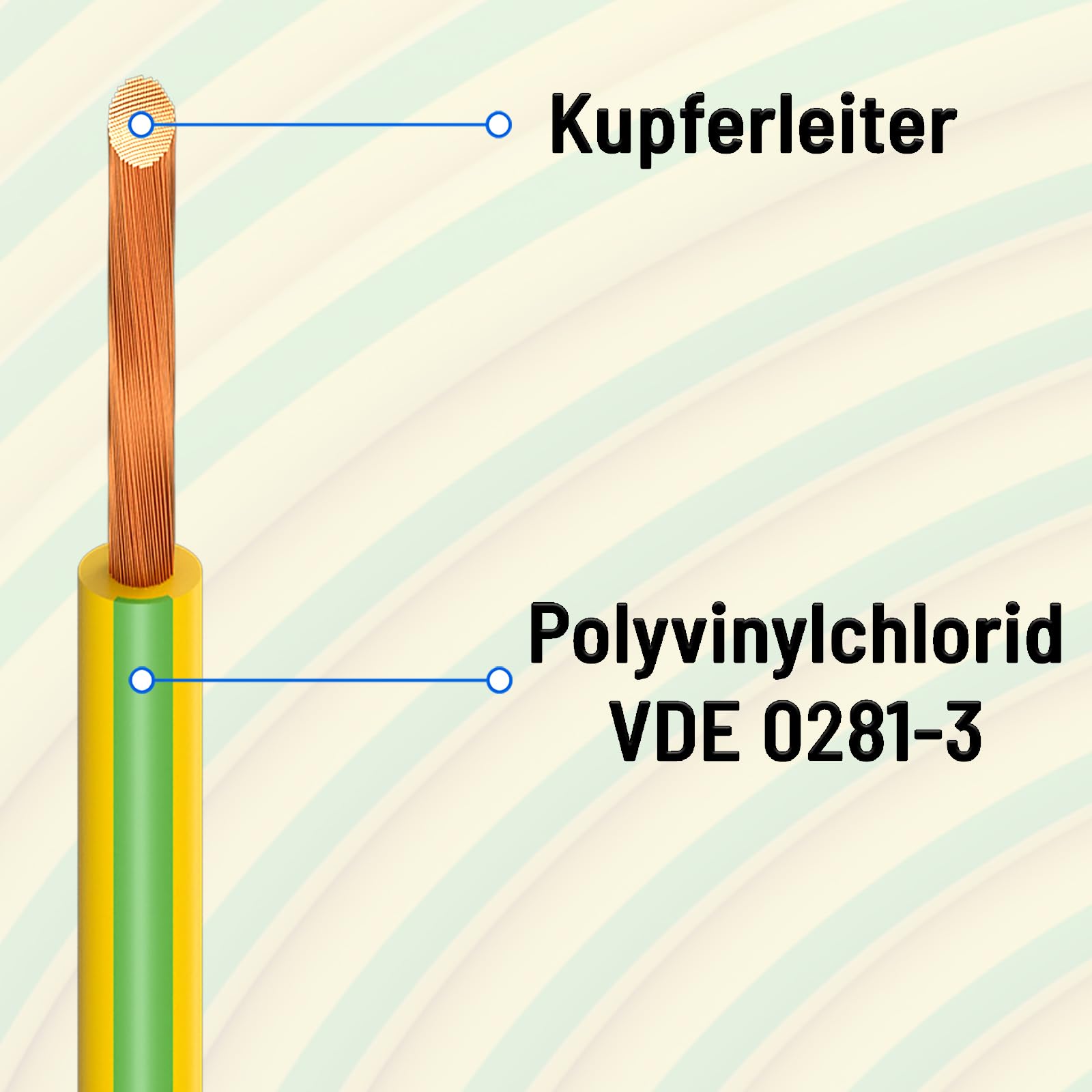 hb-digital Cable de toma de tierra de 100 m, 4 mm², H07V-K, cable de cobre flexible, cable de toma de tierra PV para energía solar fotovoltaica, eléctrica, cable de alambre fino, 1 x 4 mm², PVC, verde
