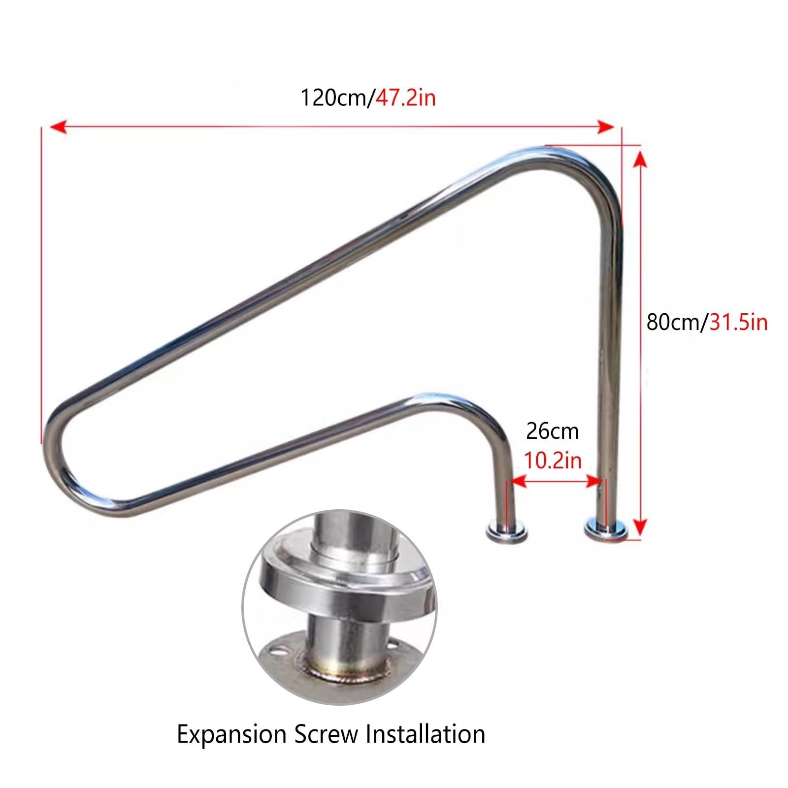 Barandilla For Piscina, Barandilla For Escalera De Piscina De Acero Inoxidable 304, Kit Completo For Piscinas Enterradas con Base De Instalación Rápida (Size : Thick 1.2 mm)