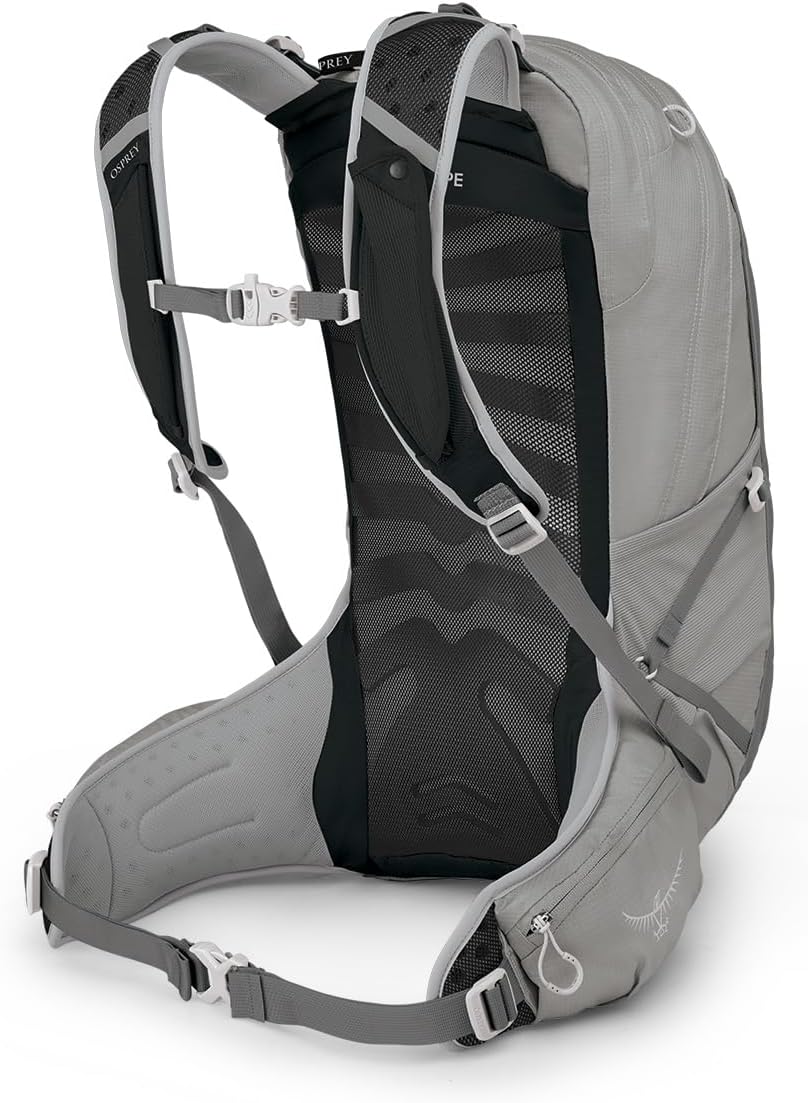 Osprey Talon Earth 22L side view showing compression straps and bottle holder