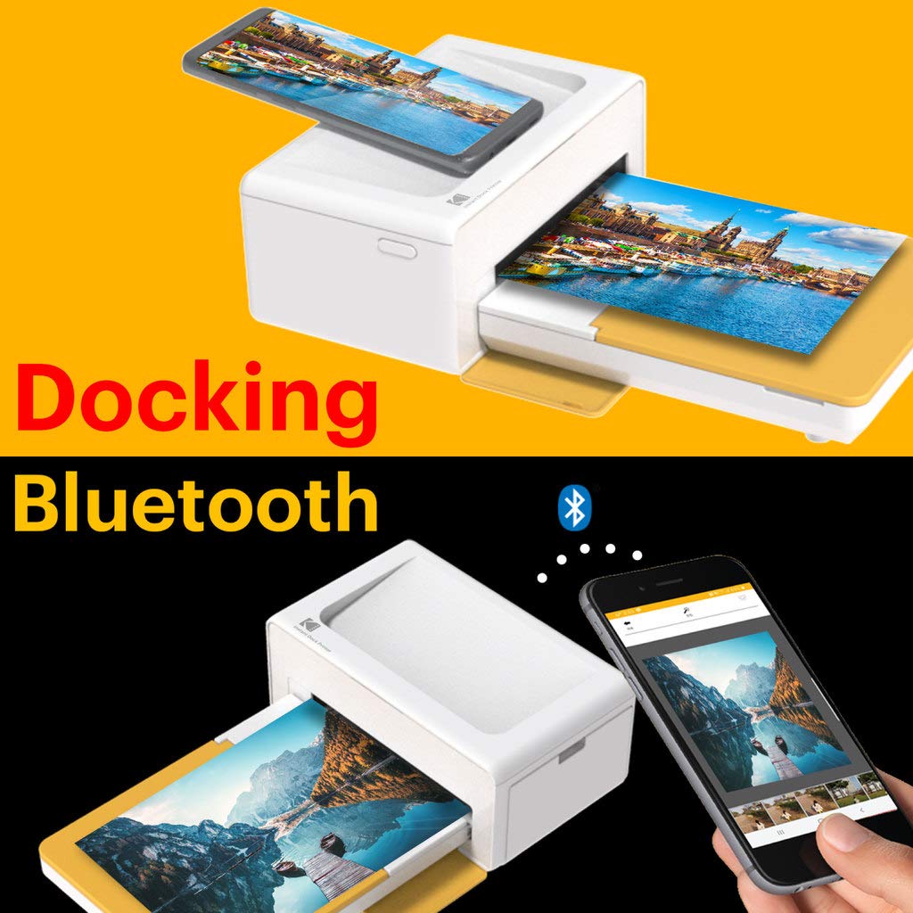 KODAK PD460 - Impresora fotográfica a color de 10 x 15 cm, Bluetooth y acoplamiento, blanco y negro