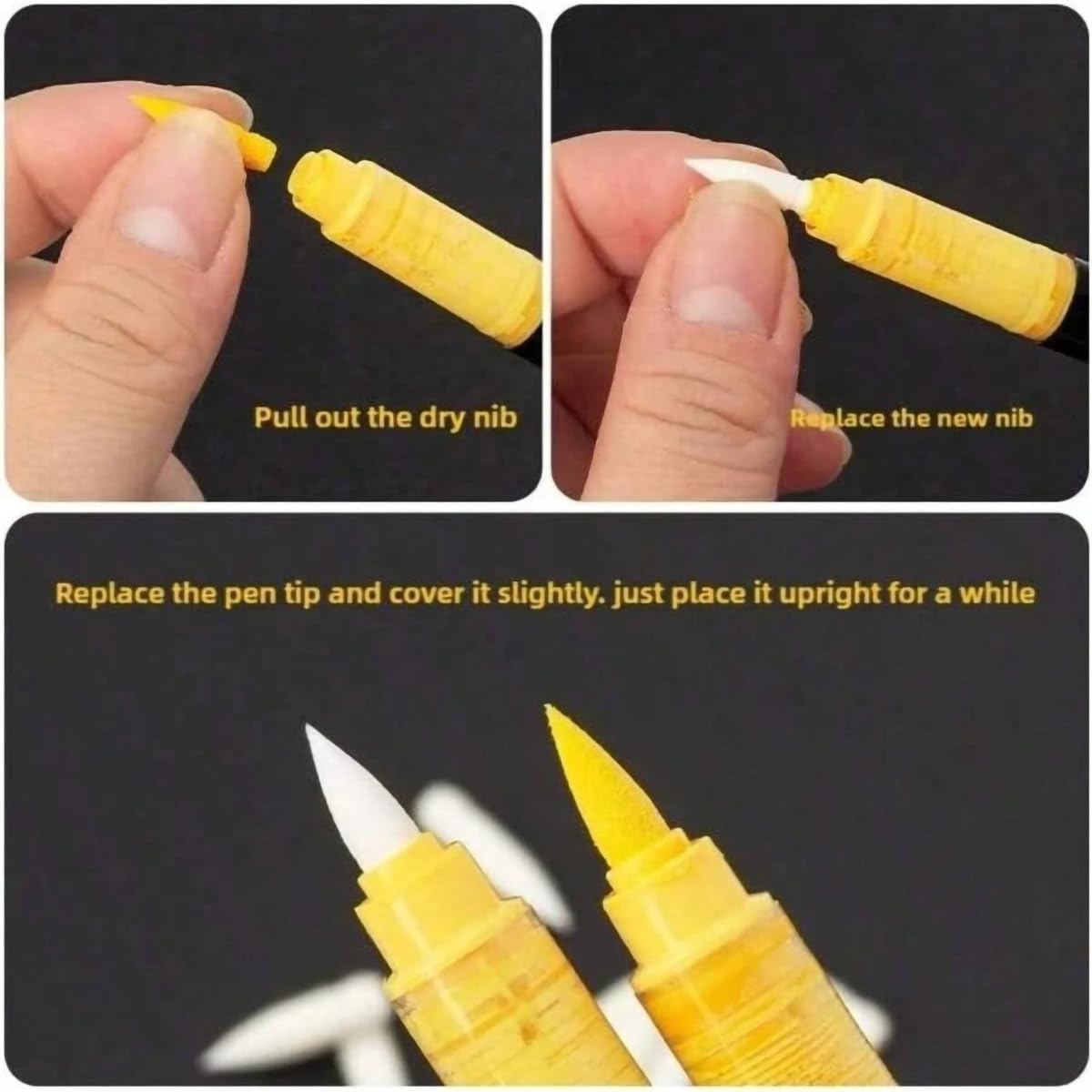 Marker Tips 100 Pcs Acrylic Paint Accessories Refill Soft Brush Pens Nibs Fit for Guangna and Languo 9/12/24/48/64/128/168/240/288 Colors