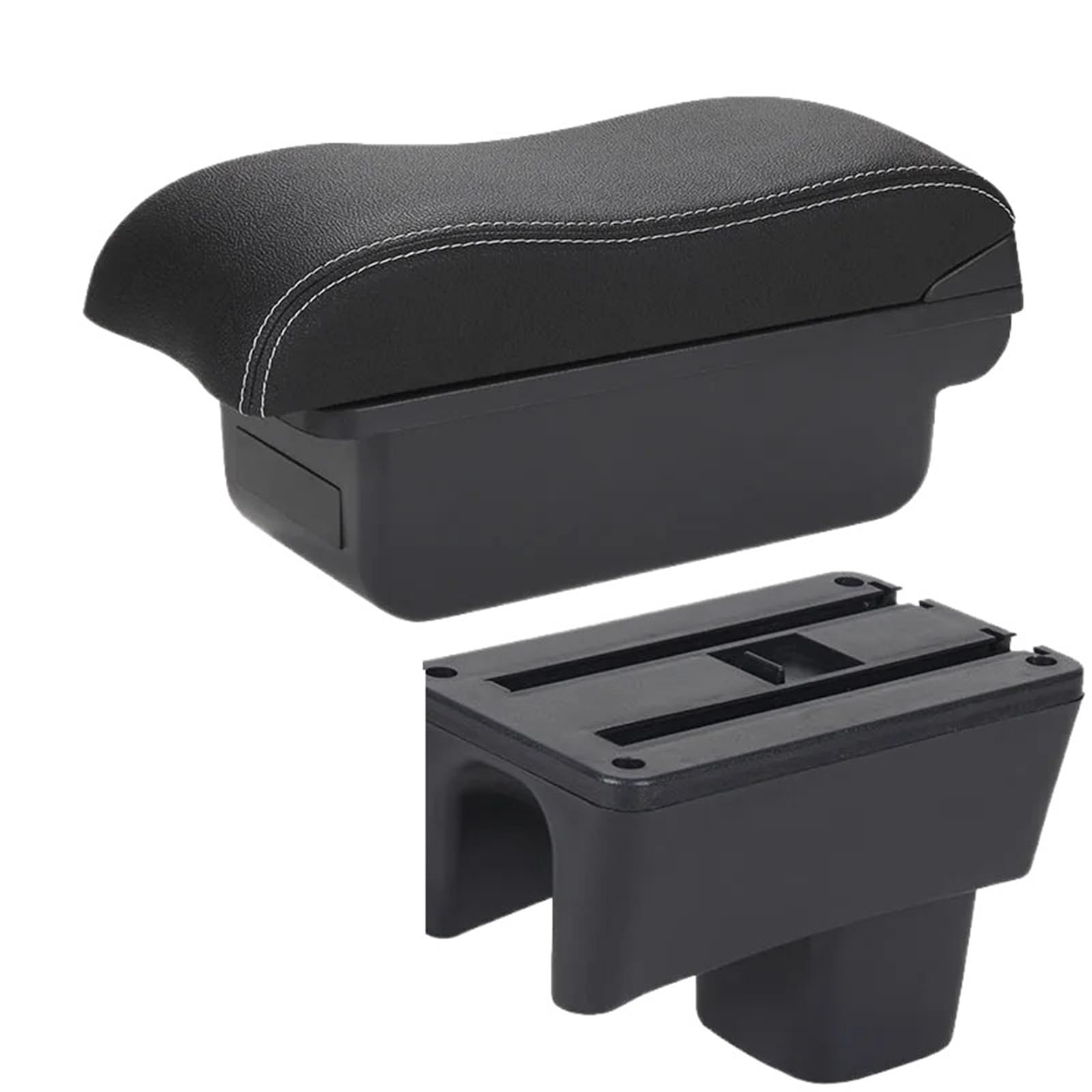 Car Armrests For Suzuki For Swift 2005-2025 Car Armrest Curved Surface Car Storage Box Dedicated(C3 Black white NOUSB)