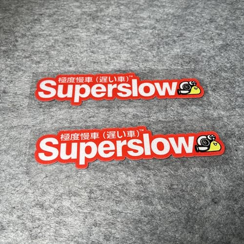 Image of Car Styling Sticker for Japanese Superslow Snail Creative Words Auto Oil Tank Window Body Vinyl Computer Case Motocross Decals (E 20x4.6cm red2PCS)