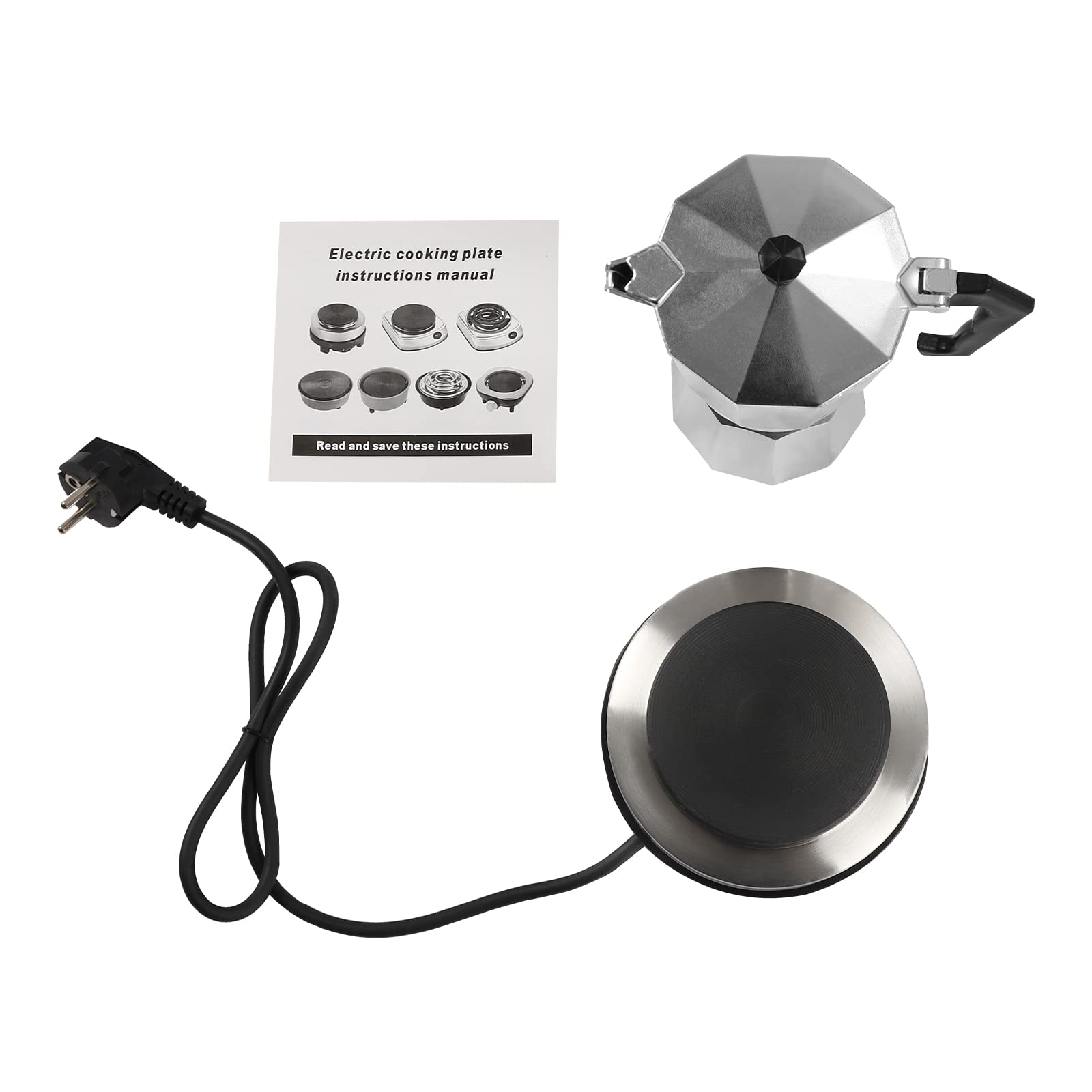 Elektrische Espressomaschine, Mokkakanne mit Elektrische Heizplatte, Esspressokaffeemaschine Klein, Einstellbare Temperatur Camping Kaffeemaschine (3 Tassen)