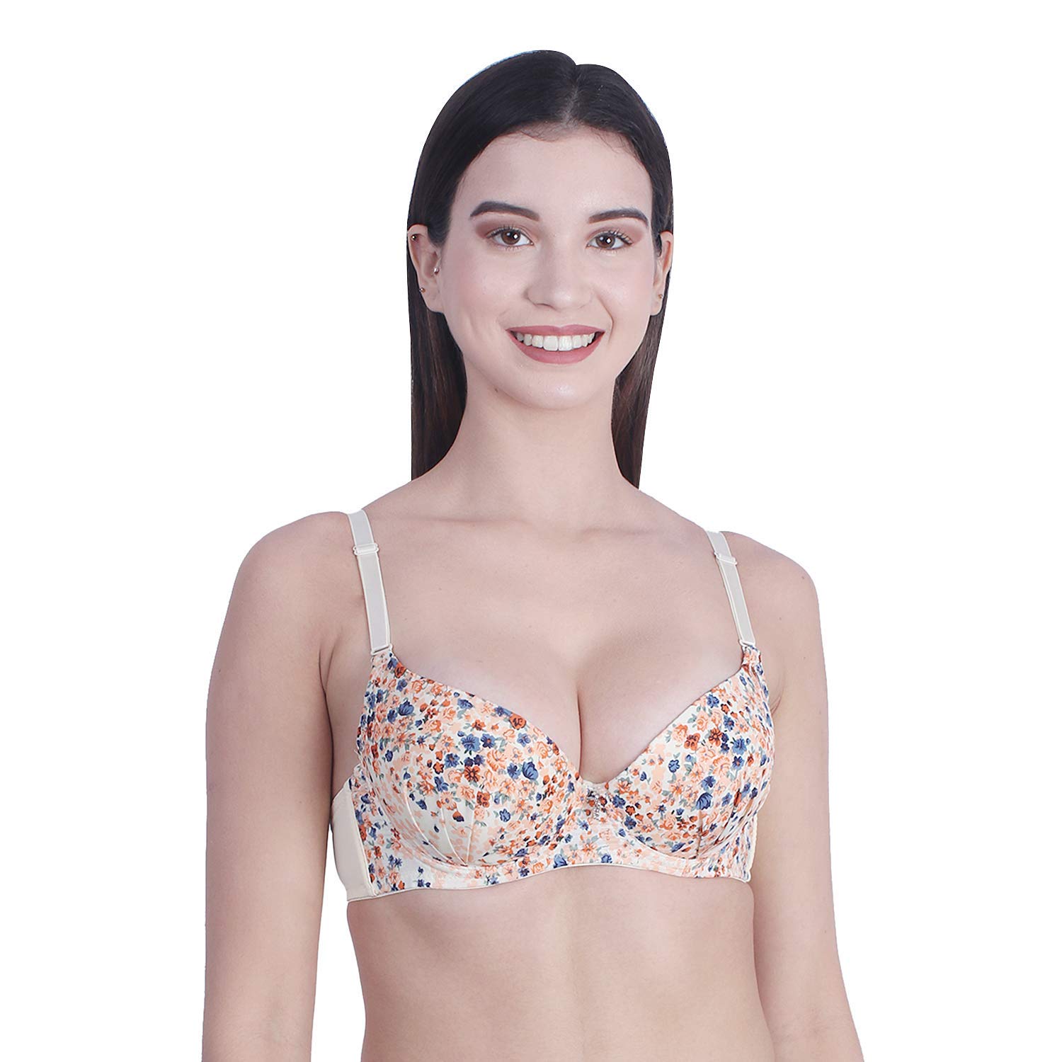 Women's Poly Cotton Padded Underwired Push-Up Bra Beige-picture-22