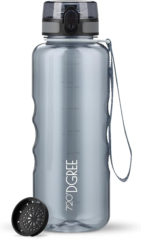 720°DGREE Gourde, Bouteille d’Eau “uberBottle“ +Tamis-Fruits – 350ml, 500ml, 650ml, 1l, 1,5l, 2l - Sans BPA, Étanche, Anti-Fuite, Réutilisable, Légère - Idéal pour École, Sport, Fitness, Gym, Travail