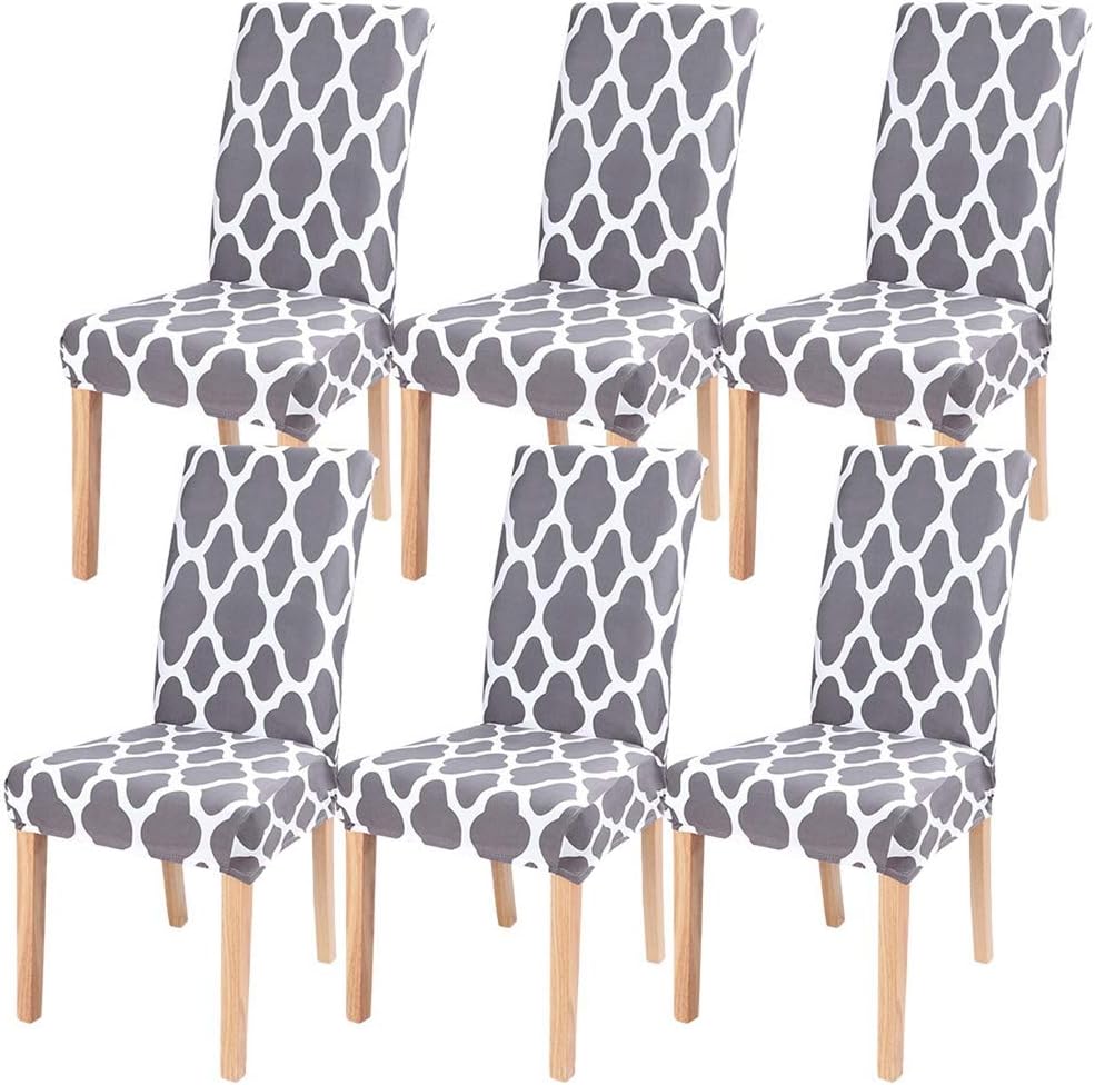 SearchI Dining Room Chair Covers Set of 6, Stretch Parsons Chair Slipcovers Super Fit Spandex Removable Washable Kitchen Chair Protector Cover for Dining Room, Hotel, Ceremony