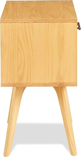 Miniatura 6 de Camaflexi Mesita de noche moderna de mediados de siglo con un cajón, roble