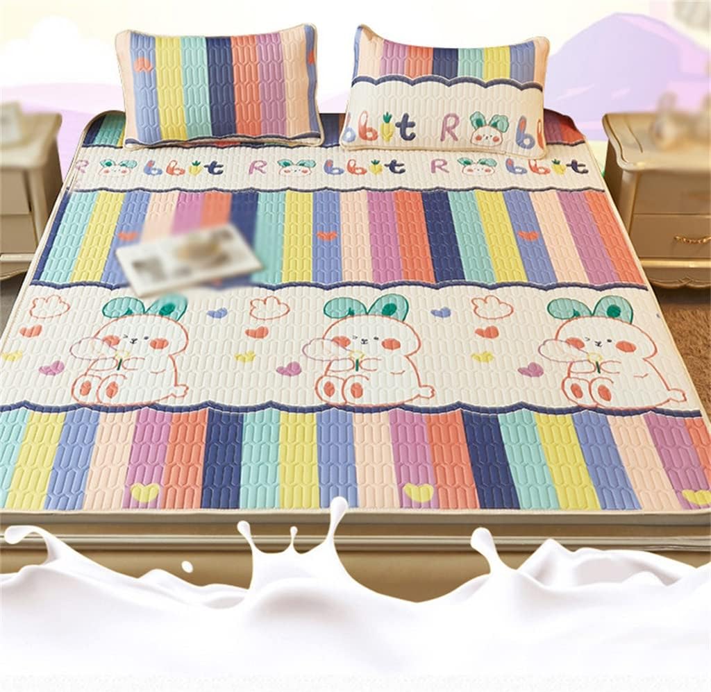 Latex Mat Three-Piece Ice Silk Mat Washable Air Conditioning Soft Mat Thai Latex Pad(200 * 220CM)