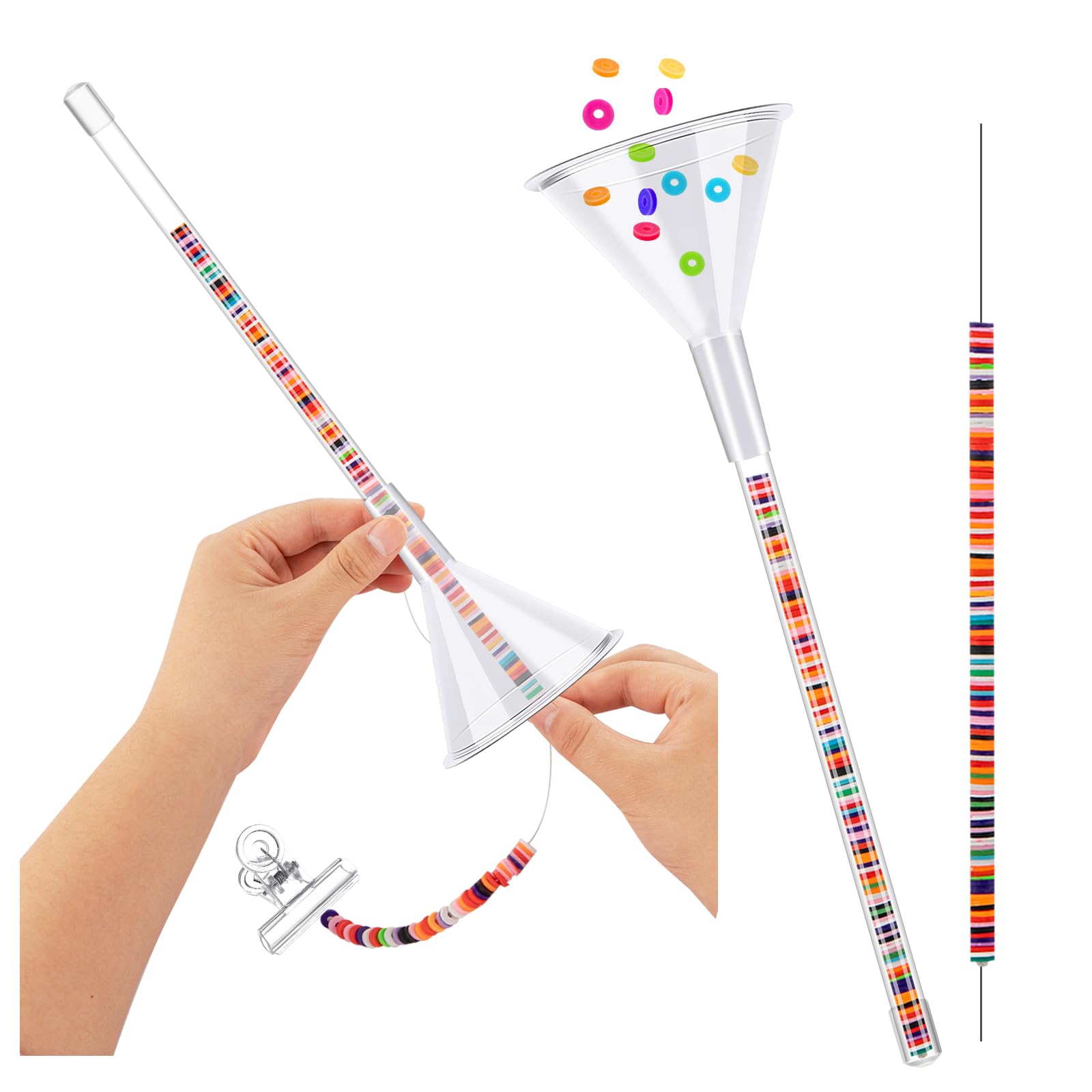 Beading Funnel Tools Kit for Clay Bead, Clay Beads Bracelet Making Kit with Beading Needles and Clip for Jewelry Making Supplies, Bracelets, Necklaces (1 Pcs)