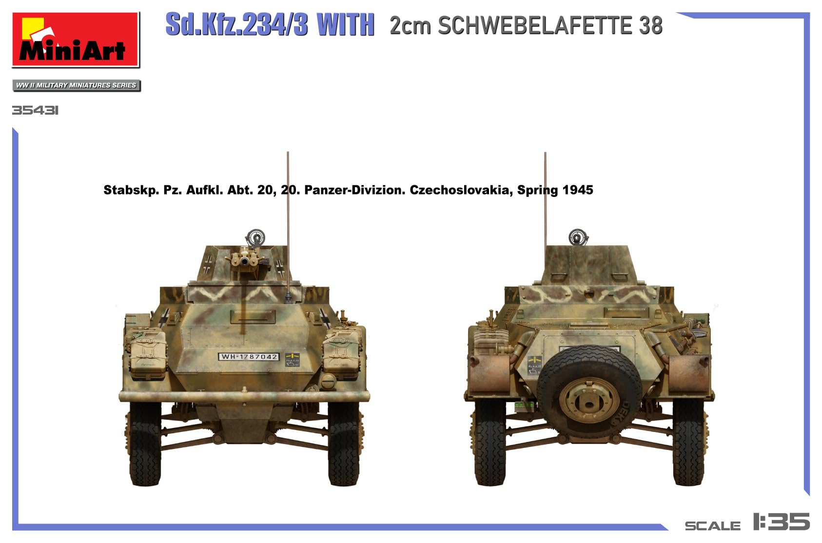 Miniart 35431 1:35 DT. SD.Kfz.234/3 2cm Lafette 38 - reproducción Fiel, modelismo, Kit de plástico, Manualidades, Hobby, Pegar, maquetas, Montar