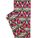 Lularoe One Size OS 70s Trippy Psychedelic Geometric Dark Blue Pink Off White Leggings (OS fits Adults 2-10)