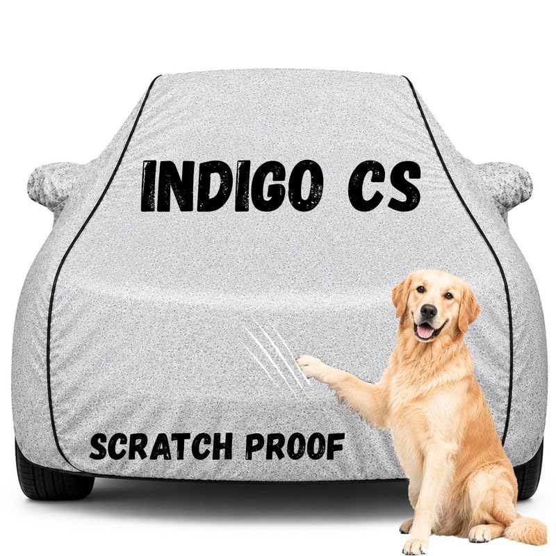 Image of Pure Fabric Silver 100% Waterproof Indigo CS Car Cover | Polyester Car Body Cover for Rain & Sun | UV Protection, Dustproof, Scratch Resistant, Windproof, Heat Resistant, Custom Fit
