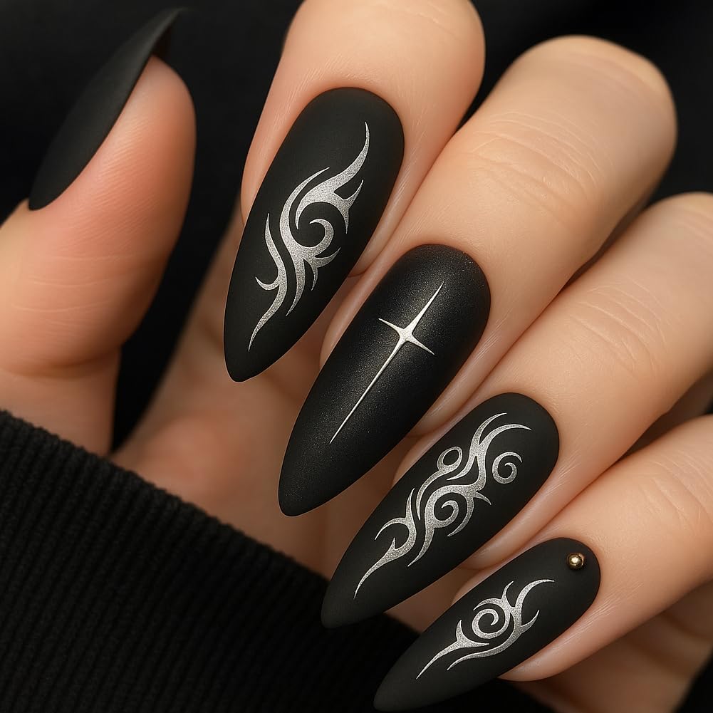 PH PandaHall 3 placas de estampado de uñas estilo tribal con patrón de remolino, plantillas de arte de manicura gótica, plantillas de arte de manicura con llama, mariposa, placa de sello para mujeres