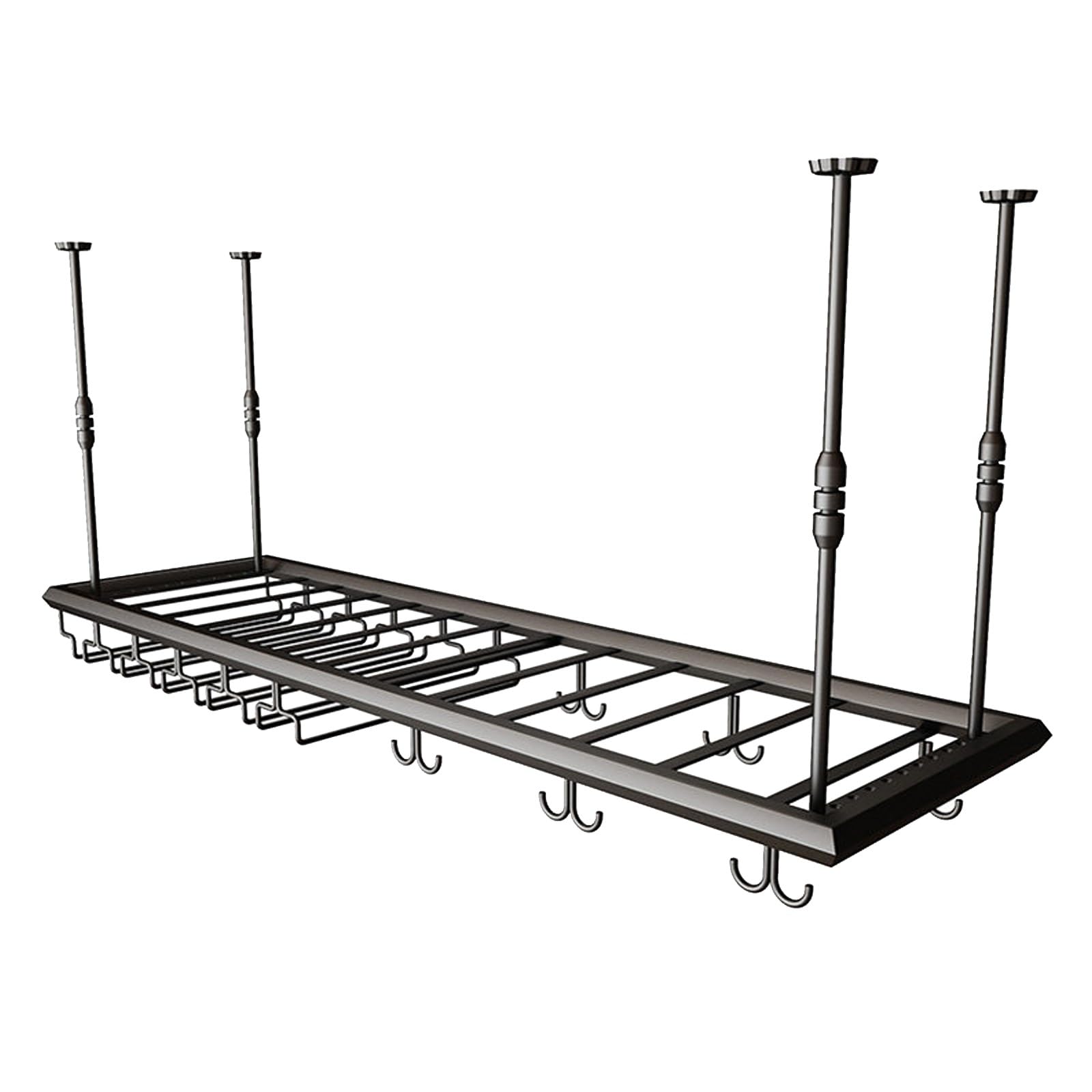 ASYJVWYZ Adjustable Height Hanging Wine Rack, Ceiling-Mounted Wine Bottle, Industrial Metal Storage Shelf For Bar, Kitchen, Cafe Decor(Style B,120x30cm/47x12in)