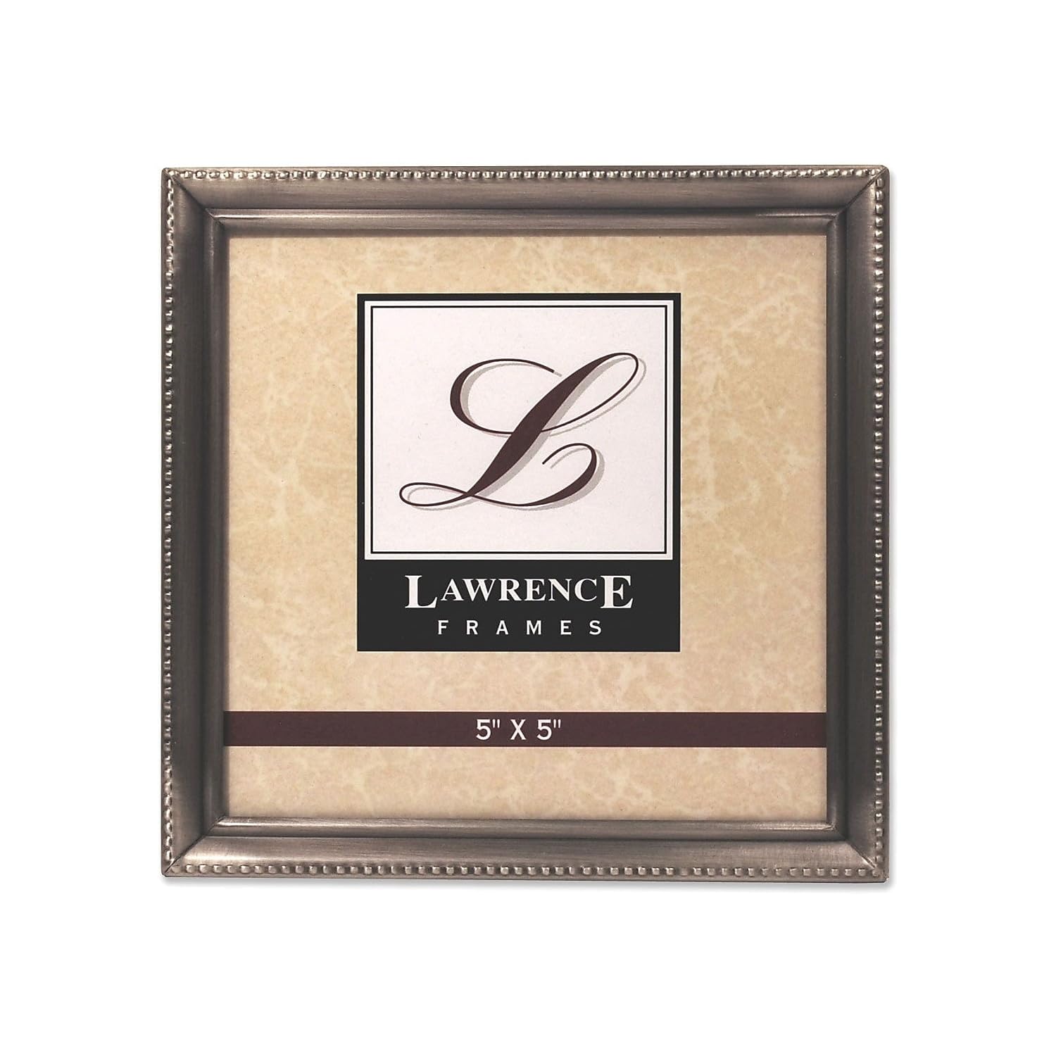 Lawrence Frames 11555 Antique Pewter 5x5 Picture Frame - Bead Border Design