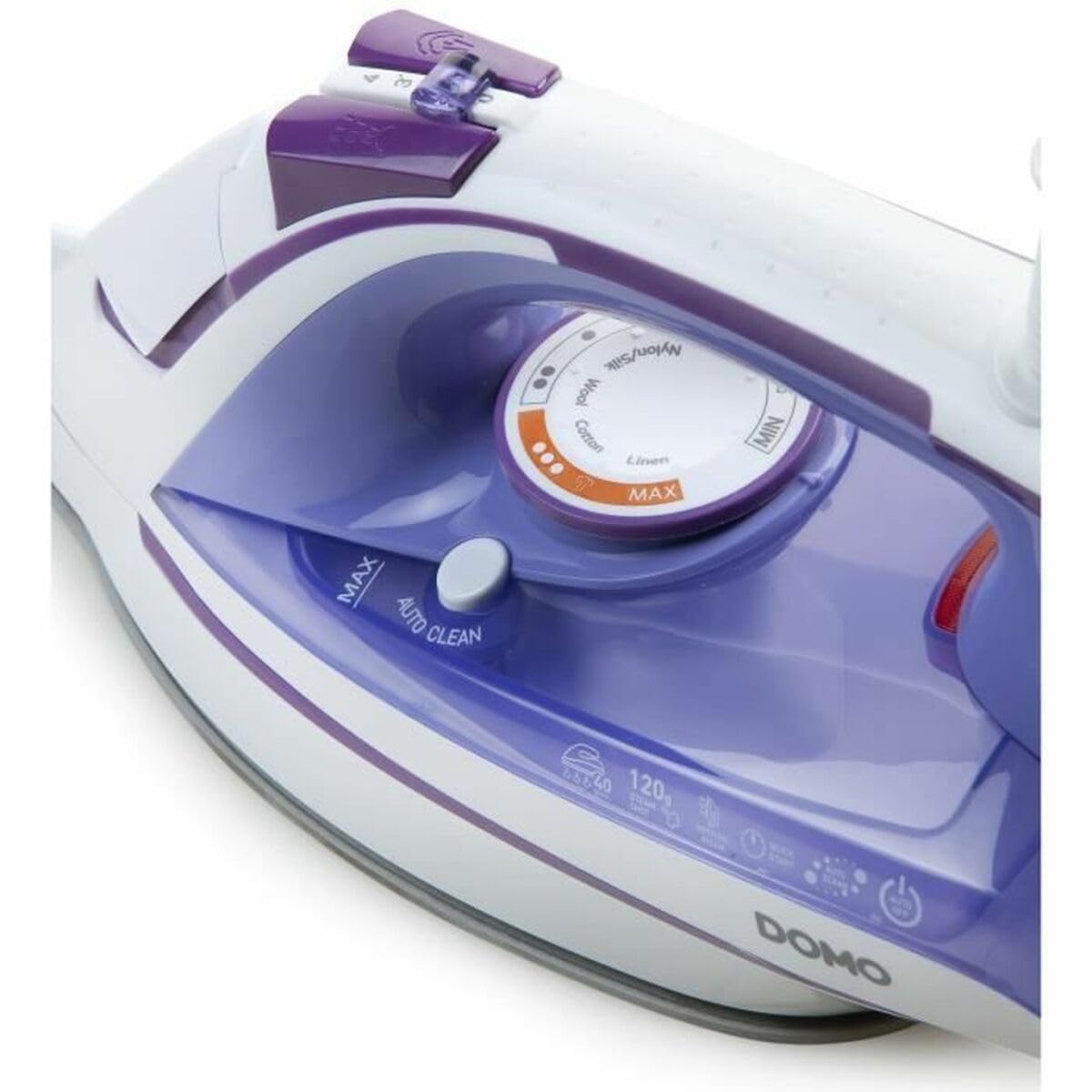 Domo DO7052S - Plancha (Plancha a vapor, Suela de cerámica, 120 g/min, Color blanco, 40 g/min, 0,3 L)