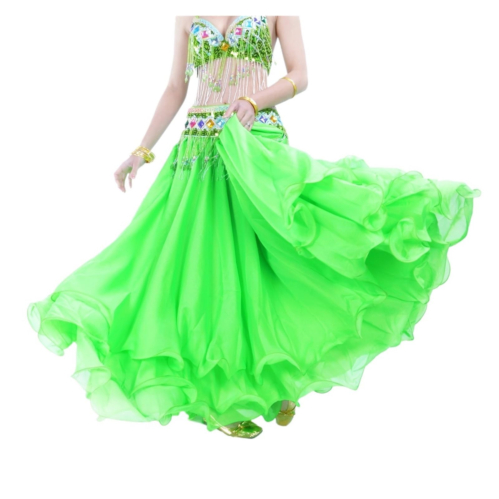 Bauchtanz Rock für Frauen Chiffon Rollrock Bauchtanz Dreifachrock Hoher Rock Swingrock
