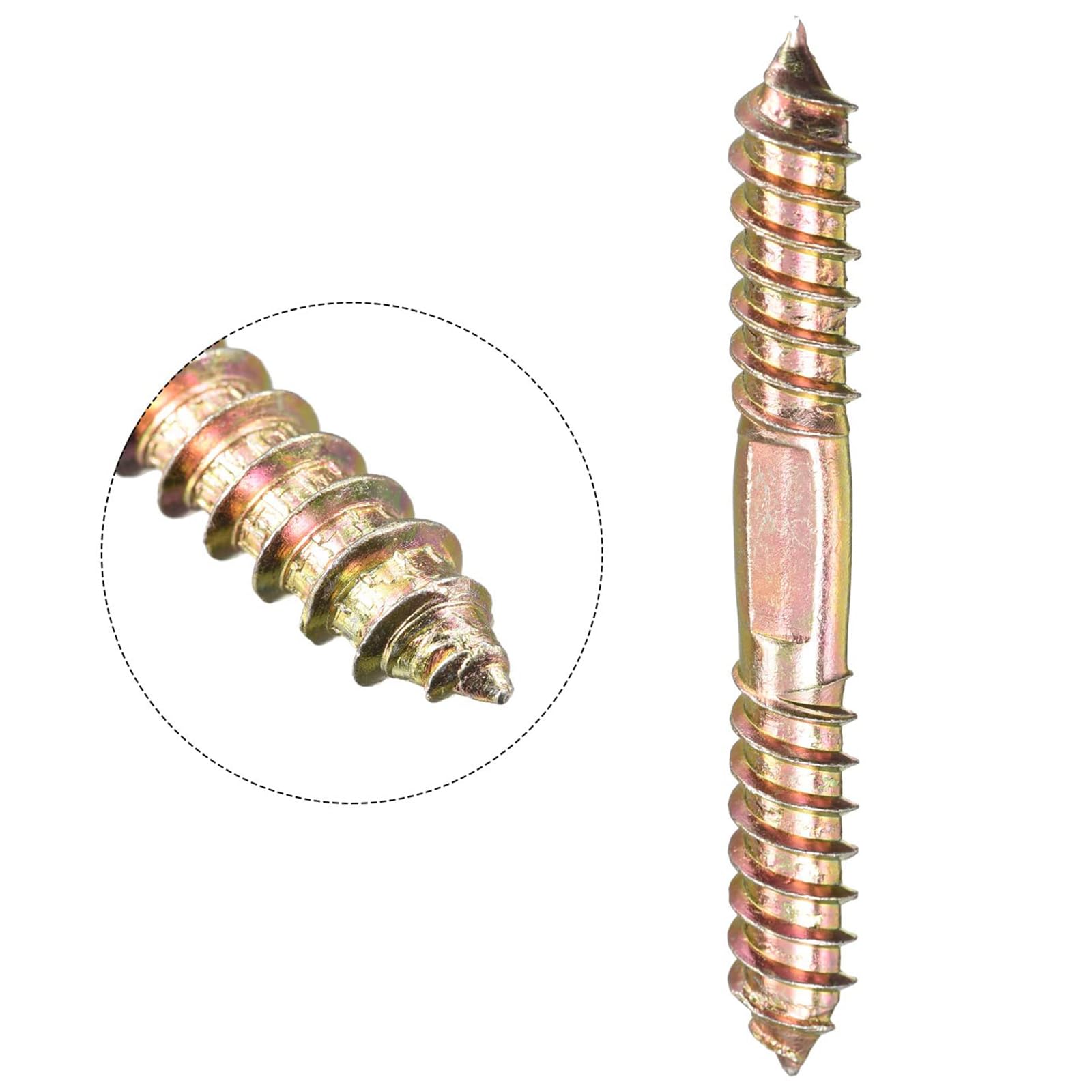 TOP-VIGOR 12Pcs Hanger Bolts, M10x80mm Double Ended Self-Tapping Thread Wood to Wood Dowel Screws, Double Ended Dowel Screws - Image 4