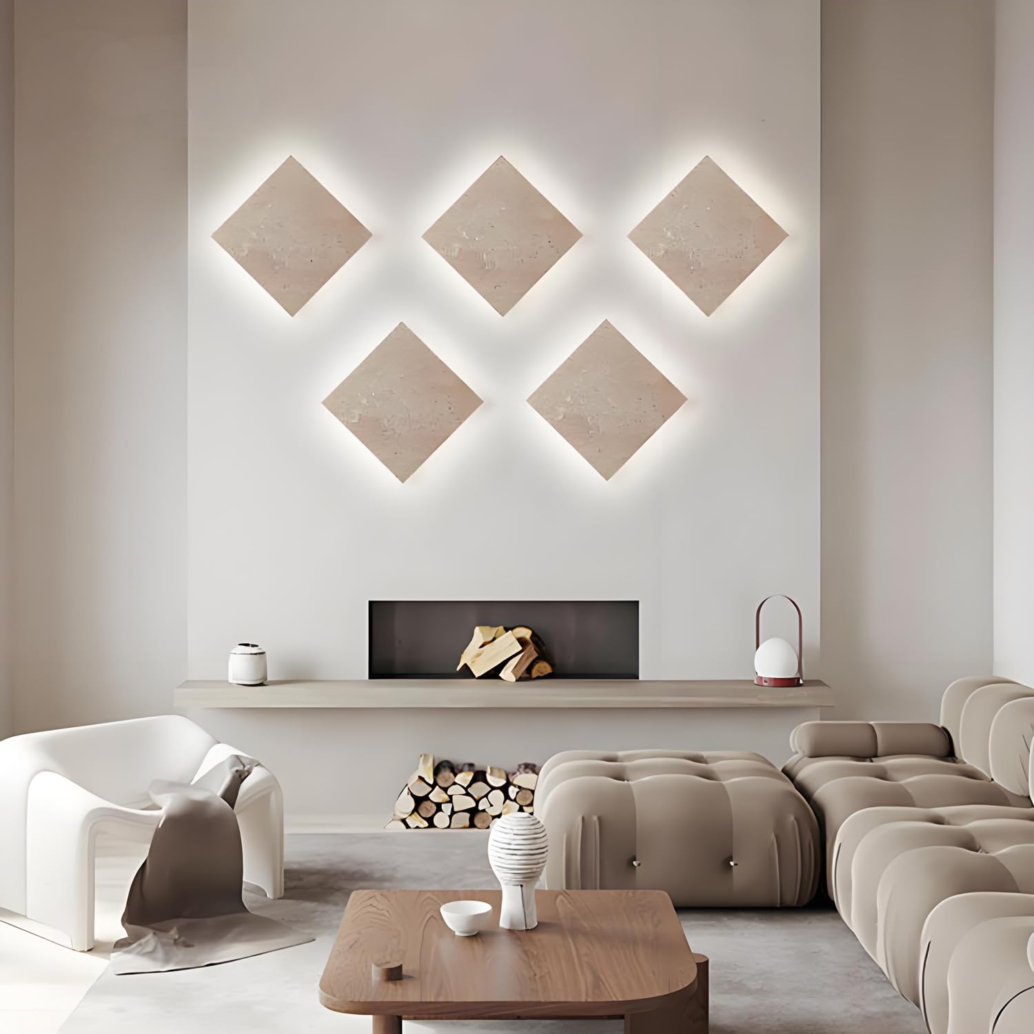 Aplique De Pared LED De Piedra Natural De 18 W, 9,85", Estilo Nórdico Moderno, Cuadrado, De Mármol, 3000 K-4000 K-6000 K, para Interiores, Estilo Rústico, Dormitorio, Sala De Estar Y Baño.