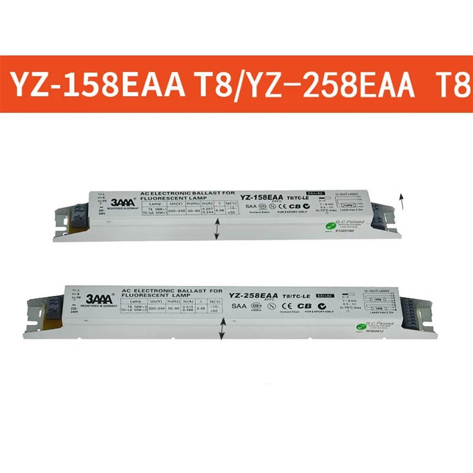 3AAA YZ-158EAA YZ-258EAA T8/TC-L 220 V 2 * 58 W 2 * 55 W T8 elektronische vorschaltgerät ist geeignet for T8 leuchtstofflampe Werbung licht Box gleichrichter (Size : YZ-158EAA)