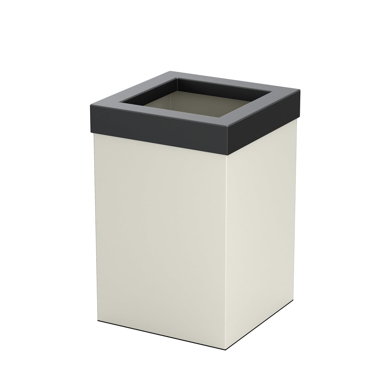 Gatco 1914MX Modern Square Wastebasket, Satin Nickel and Matte Black Combo - Stainless Steel Trash Can with Removable Lid, Leakproof, 3 Gallon Capacity for Bathroom, Bedroom, Kitchen, or Office