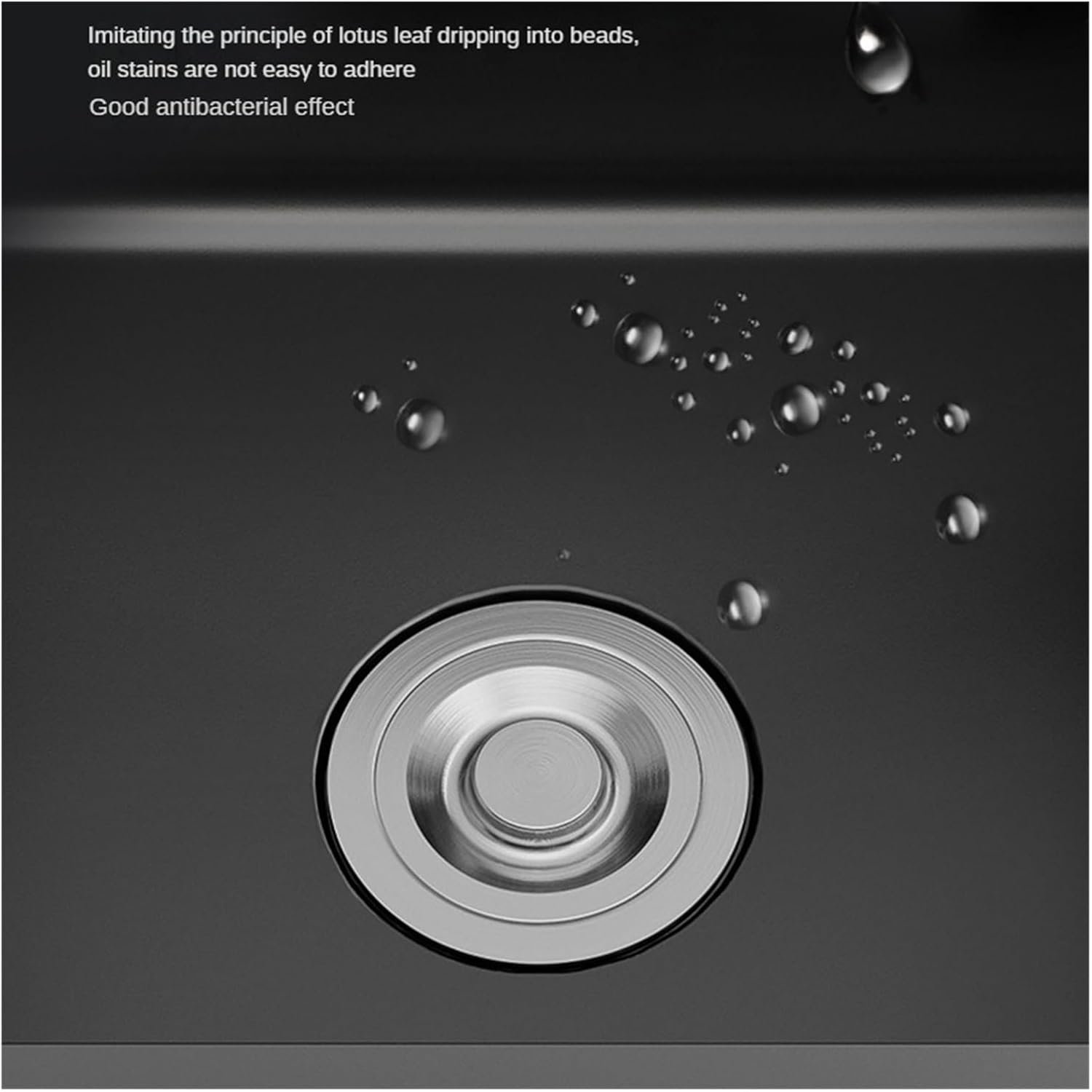 Kitchen Sink Black 304 Stainless Steel Square Single Sink Bar Counter Vegetable Washing Basin Thickening Deepening Sink(40X40cm C)