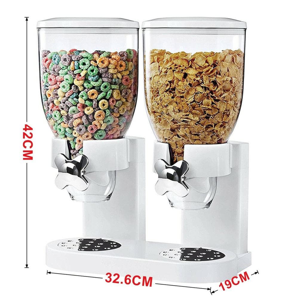 Dispensador de cereales Dispensador de alimentos secos Encimera Cocina Dispensador de alimentos secos indispensable Cromado Peso único y control doble Desayuno Cereal Avena Arroz Cubo Almacenamiento