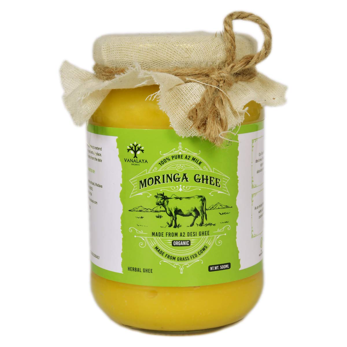 Vanalaya Moringa Infused Desi Cow Ghee Mixed with Moringa Extract for Stress Relief | Antioxidants, Boosts Immunity -500ml